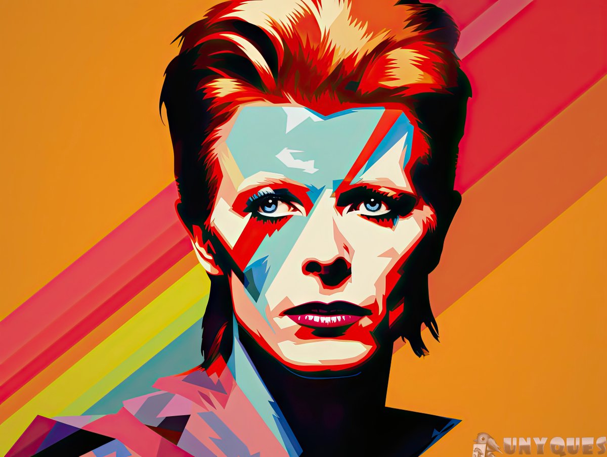 Unyquesart's tweet photo. 🎨Neo-Pop Bowie

A neo-pop iconography of David Bowie, painted in bright, bold colors. The style is reminiscent of Frank Thorne, featuring dignified poses and a retro rock vibe. The palette of light crimson and brown adds a unique touch.
https://t.co/5nO5zjzuVF

#art https://t.co/q2iPZV3yJm