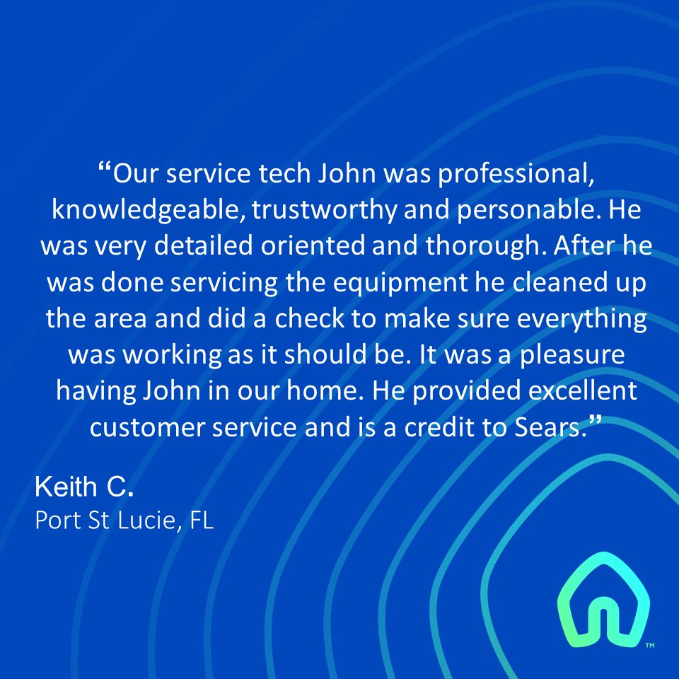 SearsHomeExpert's tweet photo. We are thrilled to hear this, Keith! Our service techs are the best!

#HappyCustomer #Testimonial #CustomerReview #BestTechs https://t.co/PZUBDDovmG