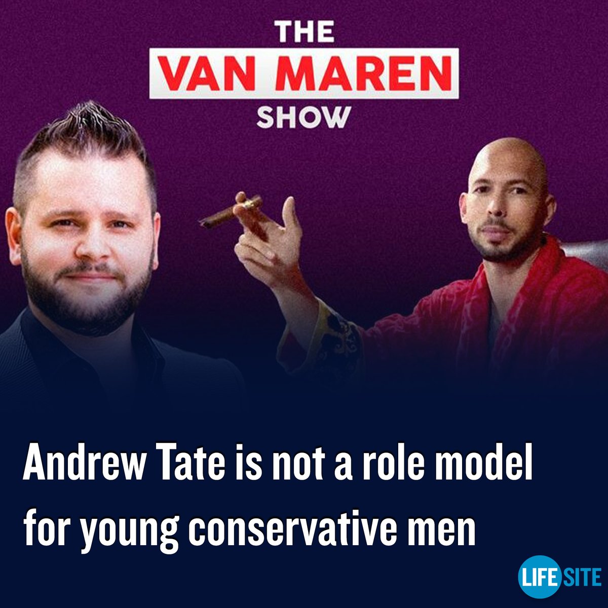 LifeSite's tweet photo. On this week’s episode of The @JVanMaren Show, Jonathon explains why @Cobratate , the famous social media influencer known for promoting hypermasculinity, should not be looked up to by young men.
https://t.co/QgOllKX7U9
#andrewtate #hypermasculinity #conservative #men #news https://t.co/6HisRRwrjI
