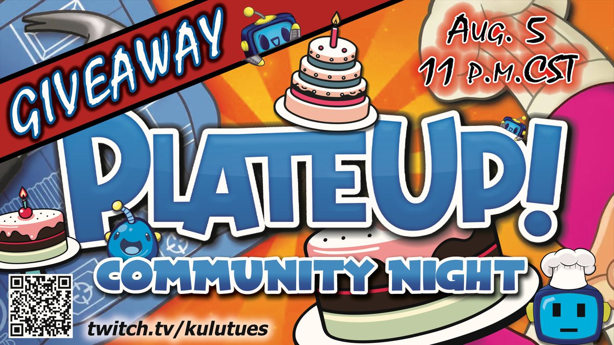 Kulutues (@kulutues2332) on Twitter photo Saturday 11pm CST, during community <a href="/plateupgame/">Alastair - PlateUp!</a> I'll be giving away a copy of #PlateUp for it's 1 Year Anniversary!
PlateUp is also currently free for the weekend and 50% off!
Come by, watch the stream, join in, maybe win a game!
twitch.tv/kulutues
#Giveaway #Sponsored Saturday 11pm CST, during community <a href="/plateupgame/">Alastair - PlateUp!</a> I'll be giving away a copy of #PlateUp for it's 1 Year Anniversary!
PlateUp is also currently free for the weekend and 50% off!
Come by, watch the stream, join in, maybe win a game!
twitch.tv/kulutues
#Giveaway #Sponsored