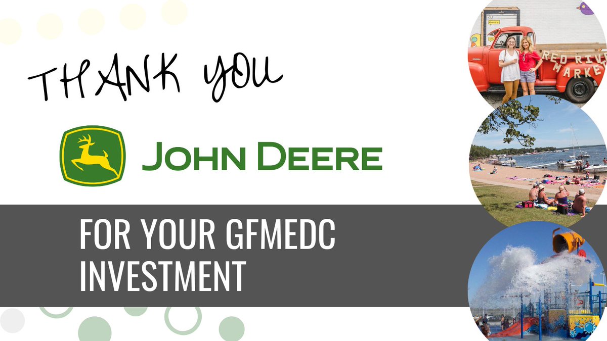 Thank you <a href="/johndeere/">John Deere USA</a> Foundation for investing in the GFMEDC and our regional economy. We are proud to support primary-sector companies like yours and are grateful for your partnership to grow the economy.
