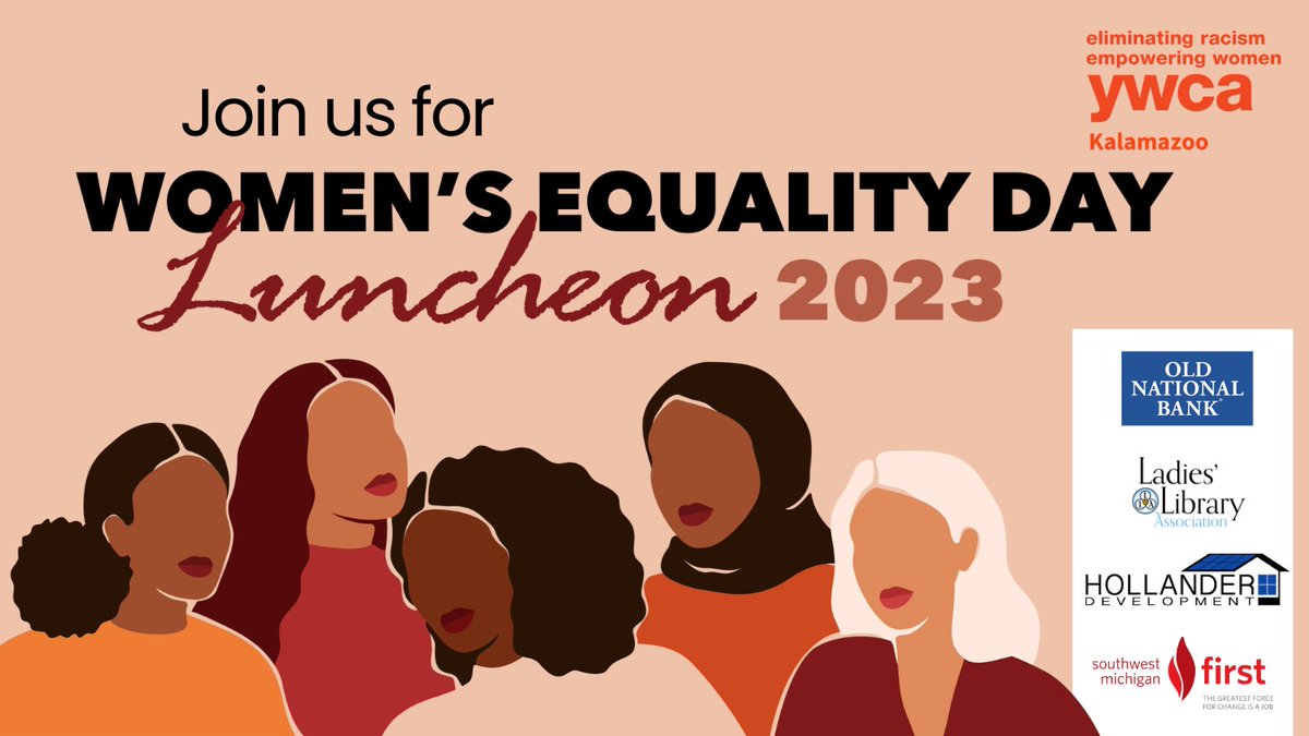 📷 Join us at YWCA Kalamazoo's 2023 Women's Equality Day Luncheon! 📷 Special thanks to Jacque Jennings-Carter and all of our sponsors.

📷Register or sponsor today: bit.ly/3OCCAAn

📷 Retweet to share your passion for equality! 📷📷 #WomensEqualityDay