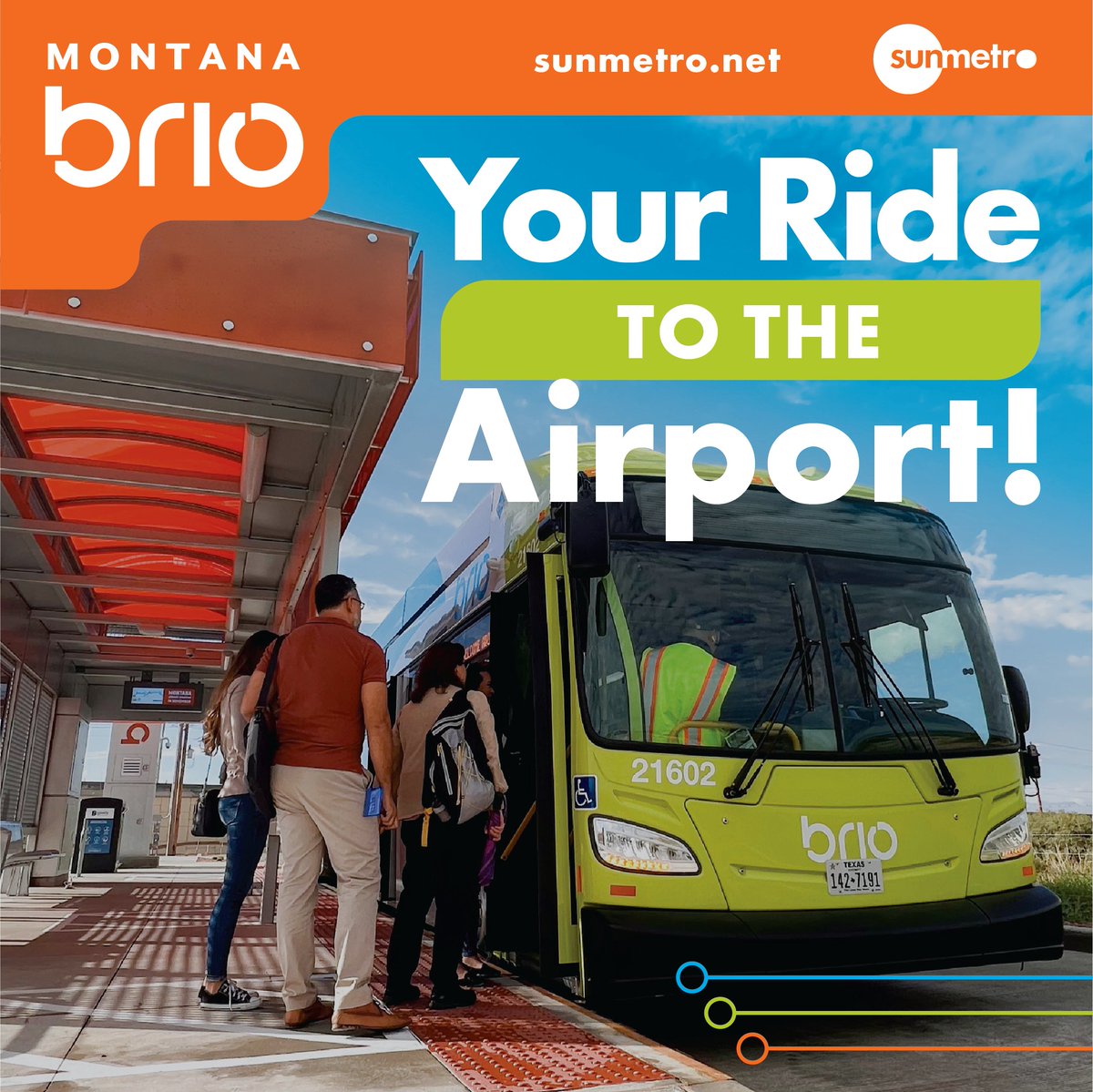 SunMetro's tweet photo. Let Montana Brio be your ride to the airport! 🚍✈️ Happy travels!

For route information visit https://t.co/KDwNYAq6UB

#brio #MontanaBrio #SunMetro #ArriveInStyle #TravelMadeEasy #ModernTransit #JourneyStartsHere #EPIA #ElPasoInternationalAirport #travel #flight #flyep https://t.co/sZ9SB6MYr7
