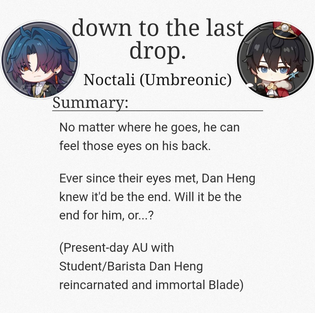 DailyRenheng's tweet photo. #RenHeng | #FridayFic βοΈπ
NSFWπ
Today's rec: "down to the last drop" by Noctali (Umbreonic) https://t.co/cMSHgHEoAs
Modern AU. I don't wanna say much bcs I don't wanna spoil anything, but it's one of my favs and I assure you it'll have you on the edge of your seat! https://t.co/cuxGitDJJU