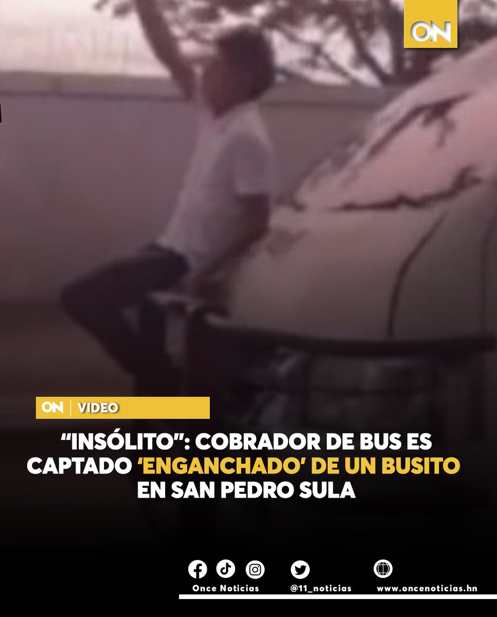11_Noticias's tweet photo. #VIDEO🟡📹| Un ciudadano captó el arriesgado momento en que un hombre que supuestamente es un cobrador, va colgado por fuera de una unidad de transporte mejor conocida como “busito”.

Mira el momento aquí: https://t.co/kyQBv9RqDY

#Cobrador #Busito https://t.co/R5Bgh2n9d4
