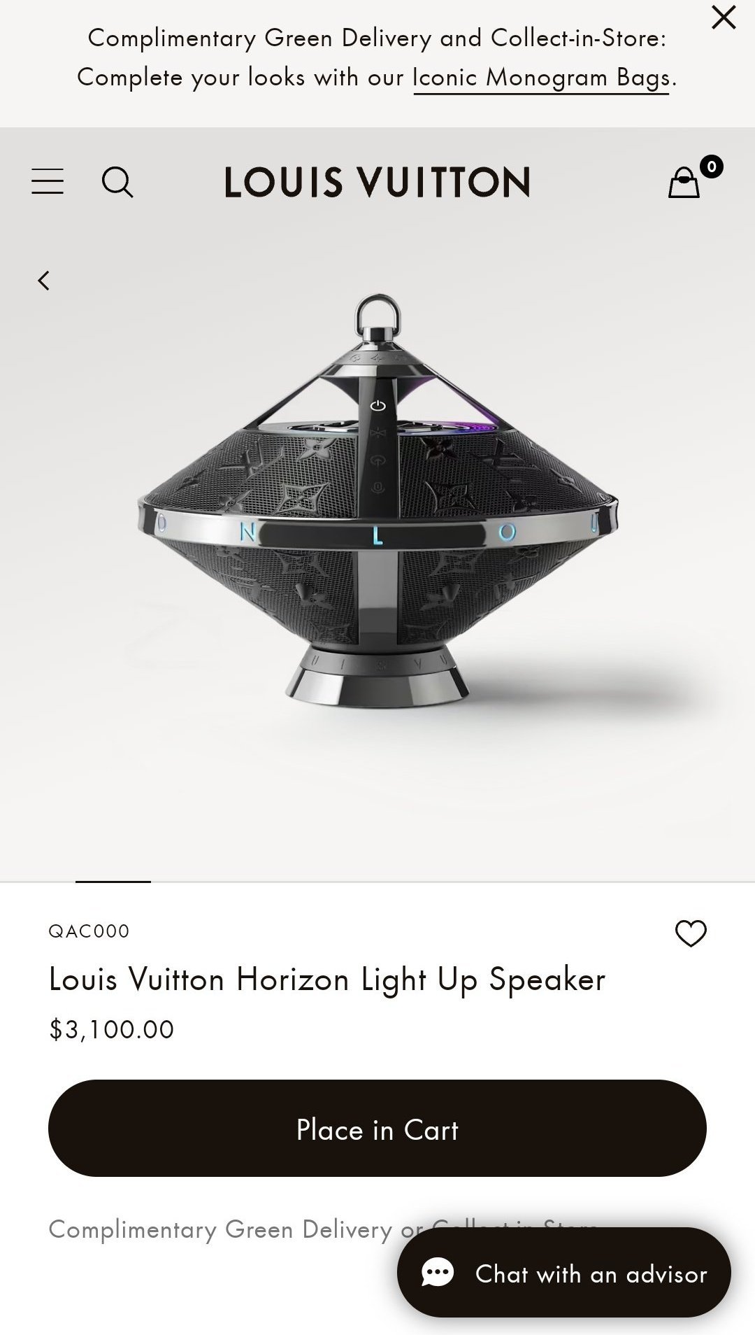 Louis Vuitton Horizon Light Up Speaker QAC000