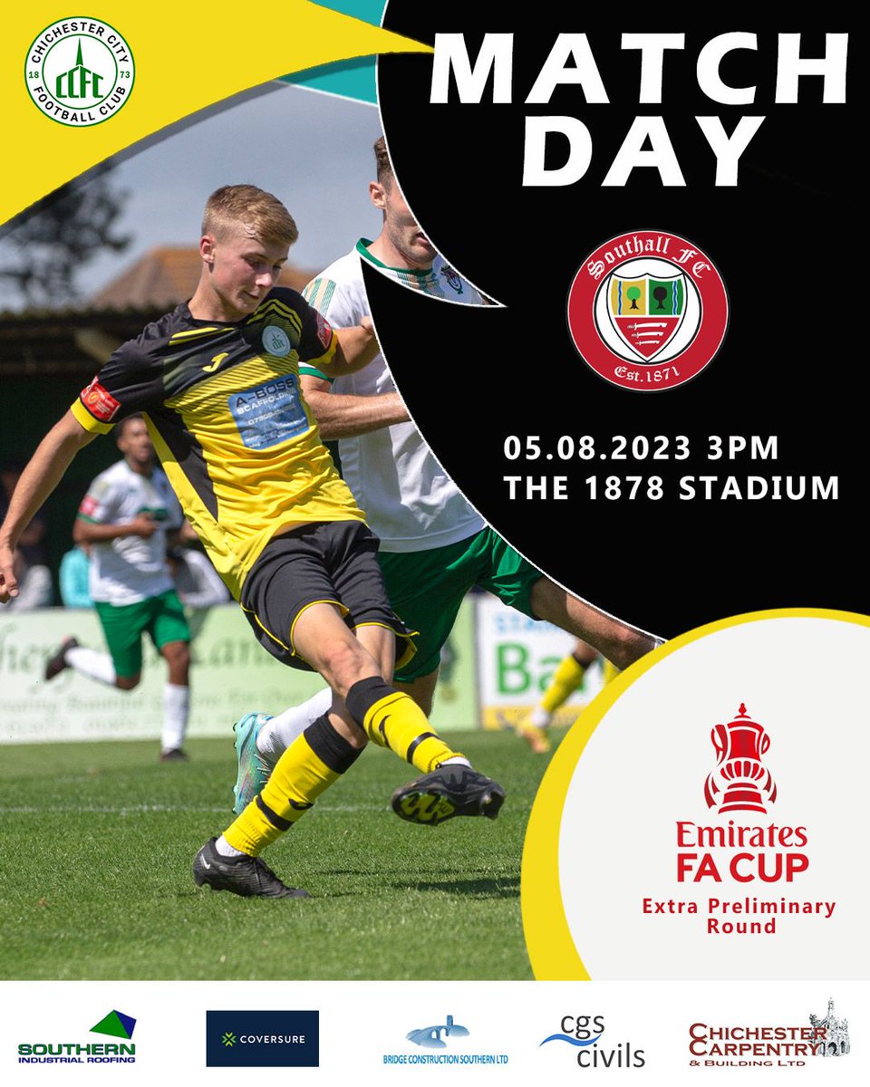 ChiCityFC's tweet image. ⚽️ 𝗠𝗔𝗧𝗖𝗛𝗗𝗔𝗬! ⚽️

🆚 @FCSouthall 
🏟 The 1878 Stadium
⏰ 3pm KO
🏆 @EmiratesFACup 

#UpTheChi 🟢⚪️
