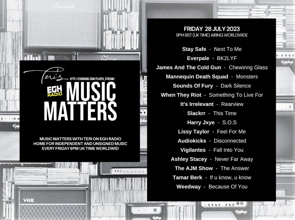 MusicMatters_T's tweet photo. #TuneInNow @EGHRadio #MusicMatters
#ListenHere
🔊https://t.co/oUmVSisElC
#NowPlaying the great new music from-
#StaySafe
@EVERPALEUK
@andthecoldgun_
@MannequinDsquad
@JoeRoge04652433
@whentheyriot
#ItsIrrelevant
@Slackrr_
Enjoy!! ...and more to follow #TheBest #NewMusicAlert https://t.co/midjnBq6TP