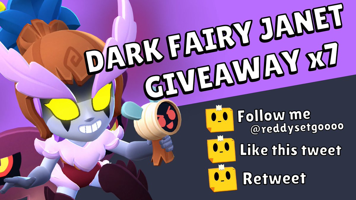 YEAH IT'S LATE I KNOW
🎁 #DarkFairyJanetGiveaway x7 🎁
Winners receive a code to unlock the skin, exclusive pin, spray and profile icon in-game!

TO ENTER: 
👤 Follow me
❤️ Like
🔄 Retweet

Winners drawn on August 11th, GOOD LUCK!!