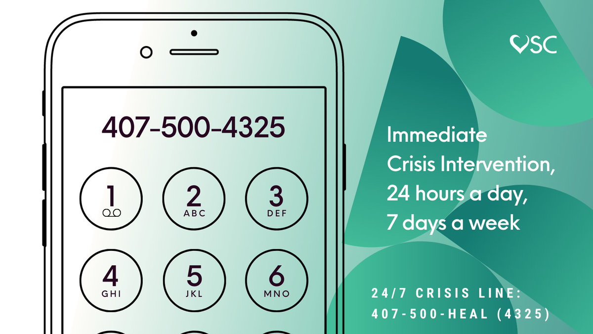 VSC Crisis Counselors are only a phone call away!   

24/7 Crisis Line: 407-500-HEAL (4325)