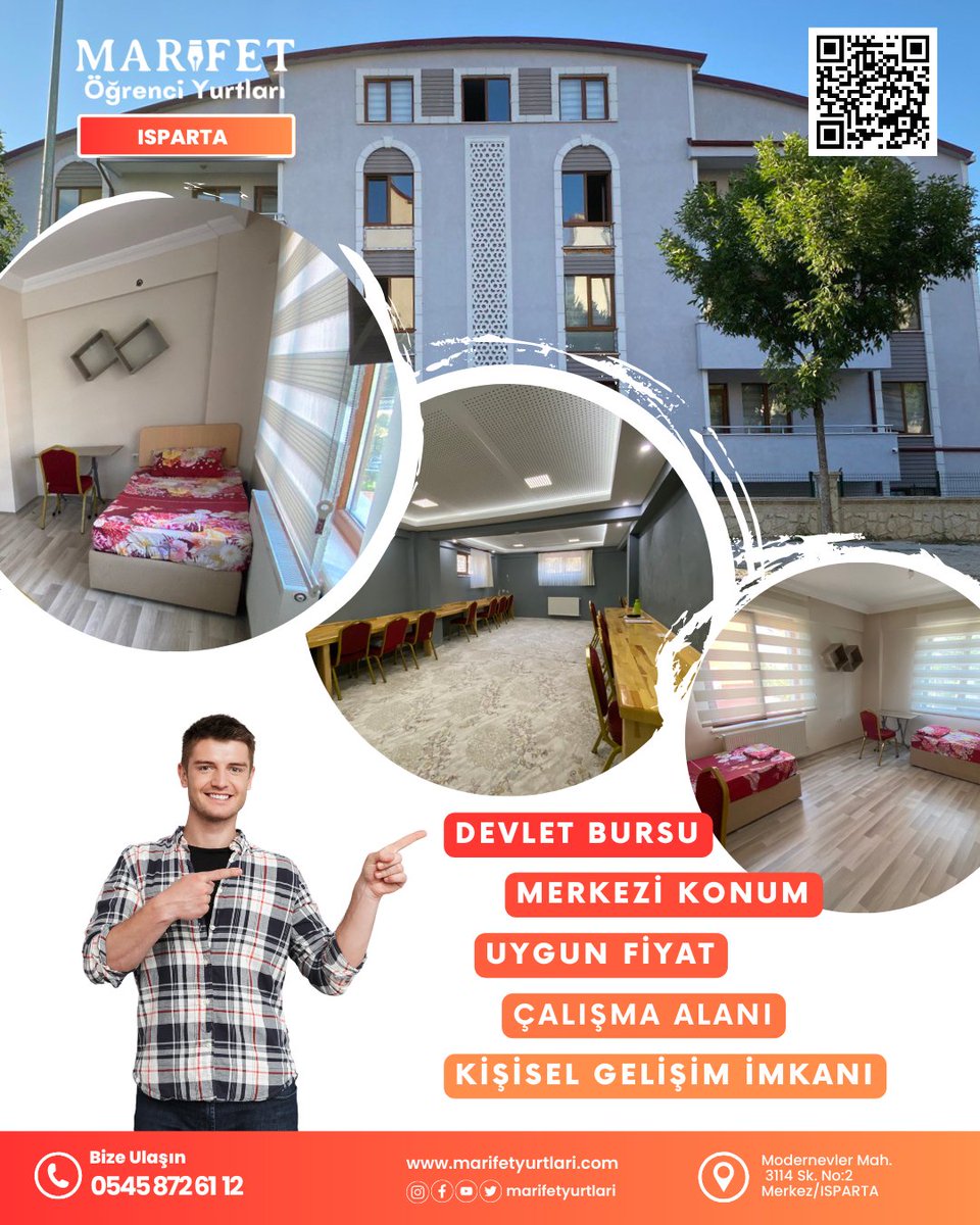 Isparta Yükseköğrenim Erkek Öğrenci Yurdumuz, merkezi konumuyla sizlere deneyimli ve güler yüzlü  hizmet sunmaktadır.     
#MarifetYurtları #ÖğrenciYurtları #Isparta  #IspartaÖğrenciYurtları