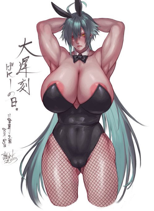 こっそり大遅刻バニーの日らくがき。逆バニー差分つき。胸の傷は描くか悩んでとりあえずやめたよね… 