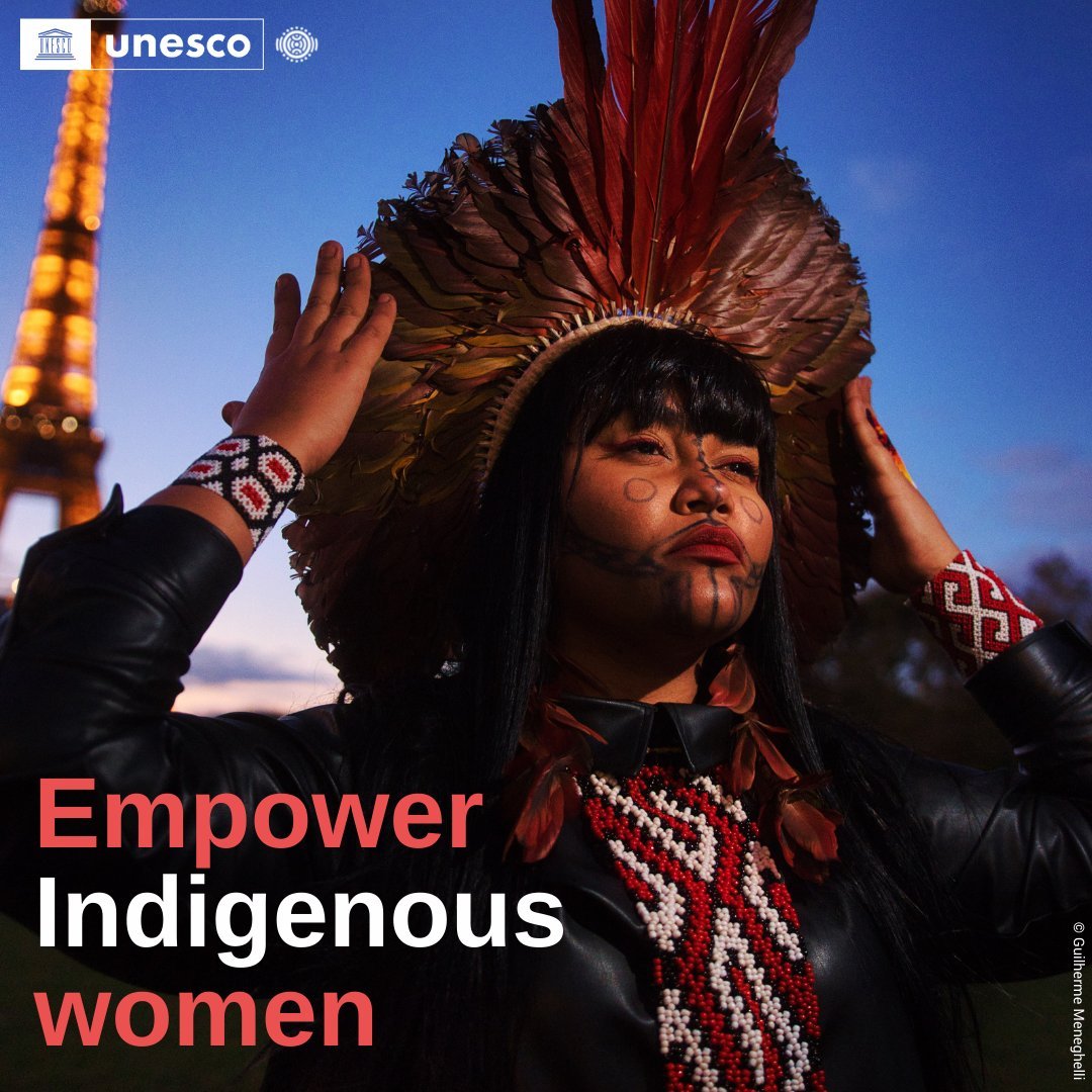 UN's tweet photo. Indigenous women play key roles in their communities &amp; beyond.

Join us in standing with indigenous women &amp; girls as they strive for their rights &amp; a seat at the table where decisions are made. #WeAreIndigenous via @UNESCO https://t.co/PQJbi3zCa1