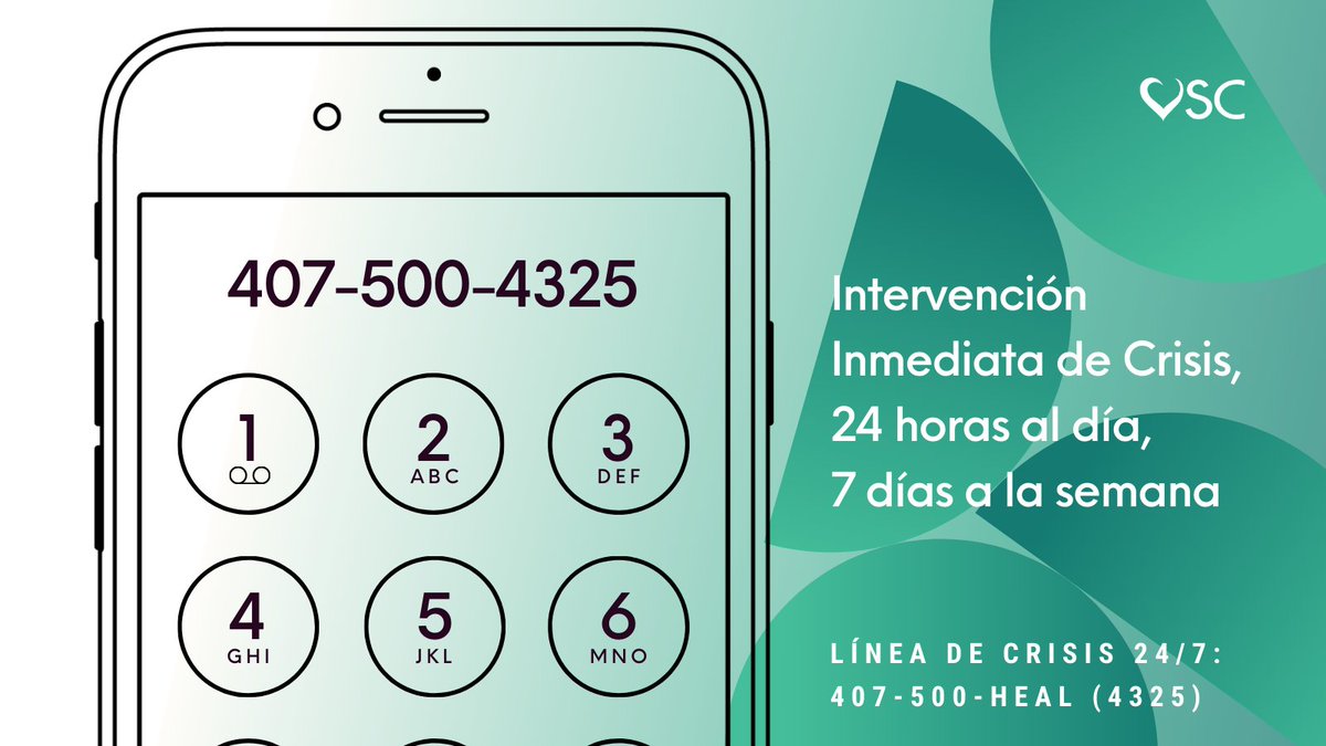 ¡Los consejeros de crisis de VSC están a su alcanze con solo una llamada!  

Línea de Crisis 24/7: 407-500-HEAL (4325)