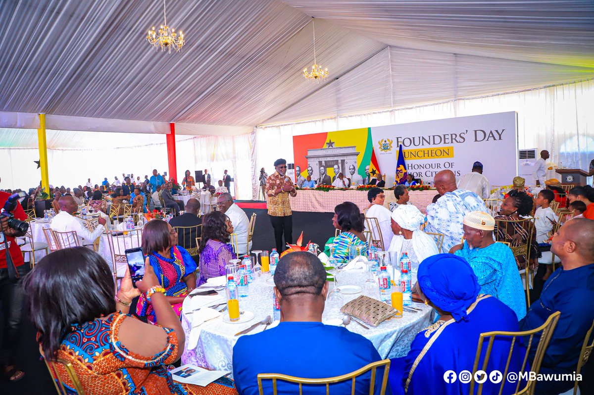 MBawumia's tweet photo. I joined President @NAkufoAddo and other state officials for the 2023 Founders' Day celebration and Senior Citizens Luncheon today.

God bless our homeland Ghana! https://t.co/fwXP4JMKa8