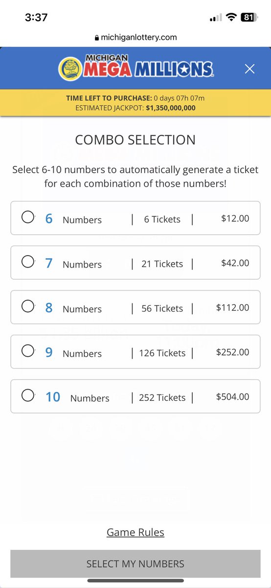 RunCRV's tweet photo. @MILottery Help me out, I’m so confused by this. If I choose the 6 numbers option, am I just getting 6 identical tickets since order does not matter? Or does the MegaBall pick get inserted differently on each ticket? https://t.co/i0MWetWWEy