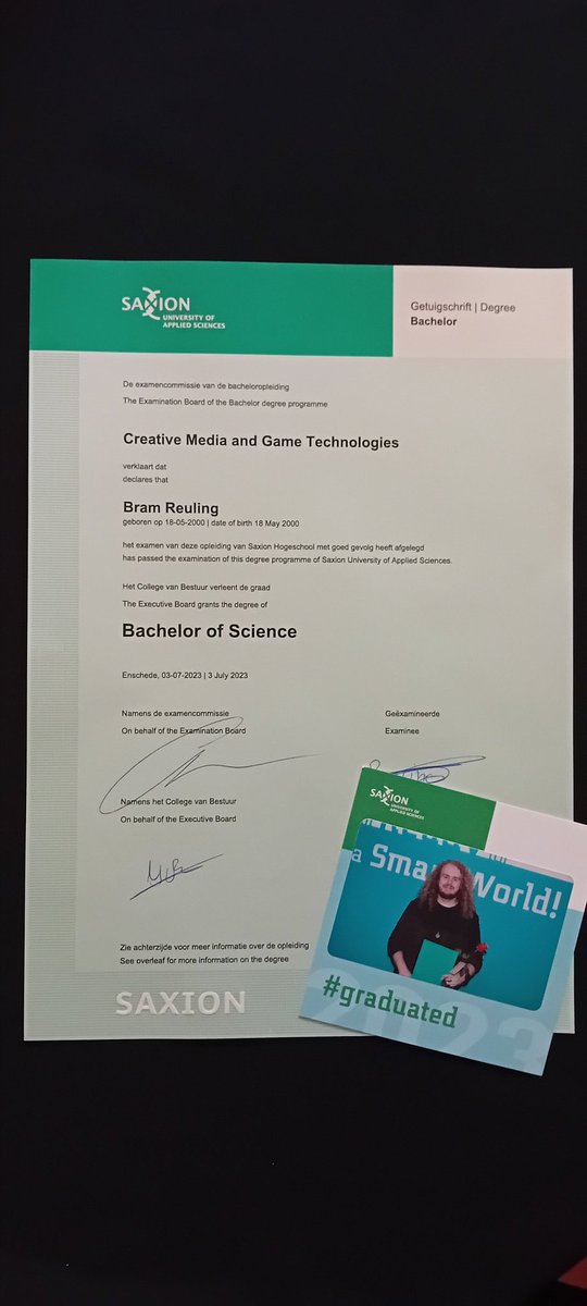 BramReuling's tweet photo. Still a surreal feeling to have my BSc in Creative Media &amp; Game Technologies! Here some pictures from the ceremony. https://t.co/eT42llptfF