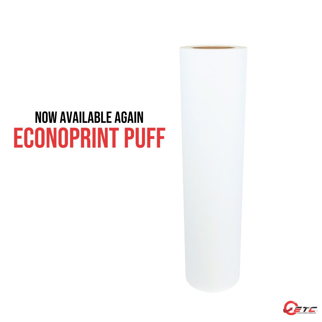 Our EconoPrint Puff is now available again! Print full color Puff designs or patterns using Solvent, Eco-Solvent and Latex inks!

This product sells out quickly, make sure to purchase yours!

#econotransfer #econoprint #econopuff #puff #puffvinyl #puffhtv #puffprint