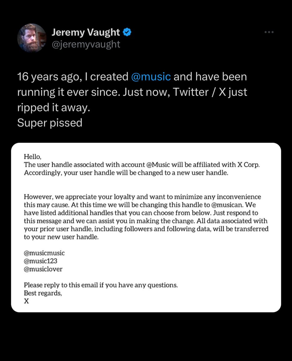 Dexerto's tweet image. Former owner of the @music handle spoke out regarding Twitter/X acquiring it after 16 years