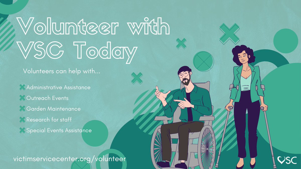 VSC volunteers help us out in many ways! Sign up to volunteer and lend your skills.  

victimservicecenter.org/volunteer