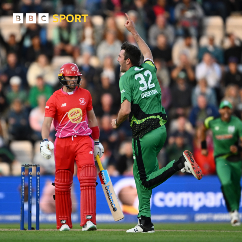 BBCSport's tweet photo. From almost nowhere Southern Brave have managed to win this game. 

A brilliant performance from Chris Jordan with the bat and disciplined Brave bowling has sealed victory in a thriller at the Ageas Bowl. 👏

Reaction ⬇️

#BBCCricket #TheHundred