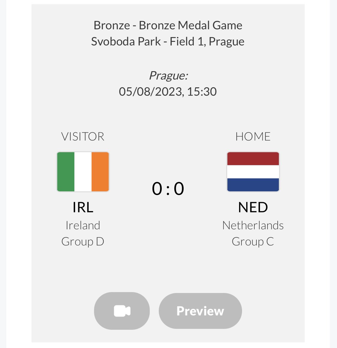 After the completion of the Super Round, Ireland will play for Bronze at the U18 European Championships. The winner also qualifying for the World Cup. ⏰2.30pm Irish Time 📺 youtube.com/live/be8OhRC5J… @IrlEmbPrague @RTEsport @VMSportIE @HerSportDotIE @ThomasByrneTD @CManahanIRL