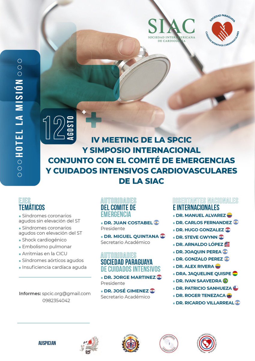 Sábado 12 de Agosto los esperamos en el Simposio del consejo de <a href="/EmergenciasSiac/">Emergencias SIAC</a>  y <a href="/SpcicOrg/">SPCIC</a> 

Evento Hibrido 👥💻

Inscripción gratuita event.gotowebinar.com/event/42b15c61…
