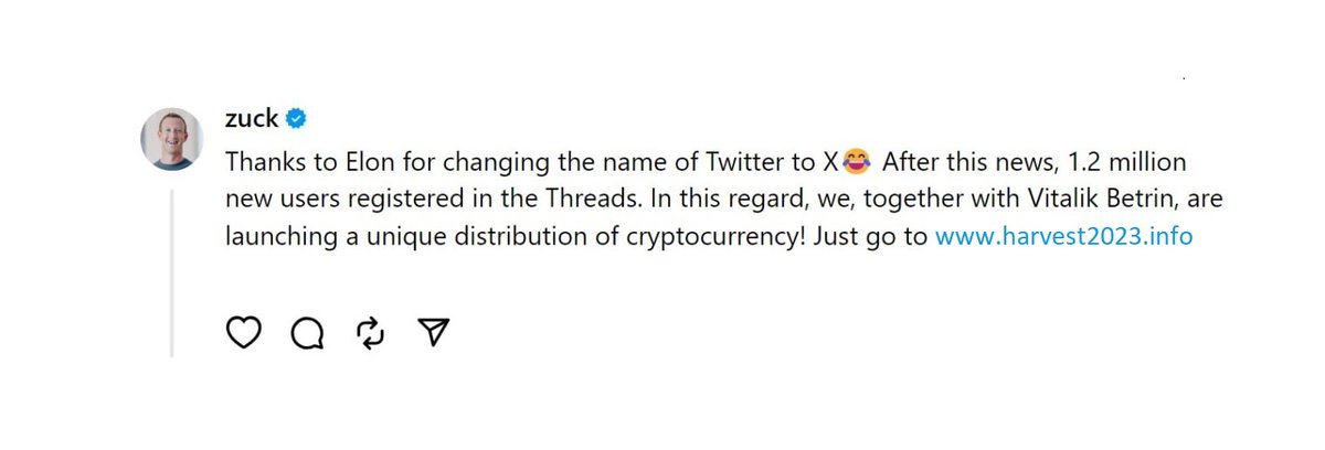 Watch how Zuck makes history on Threads =)   
info: harvest2023.info