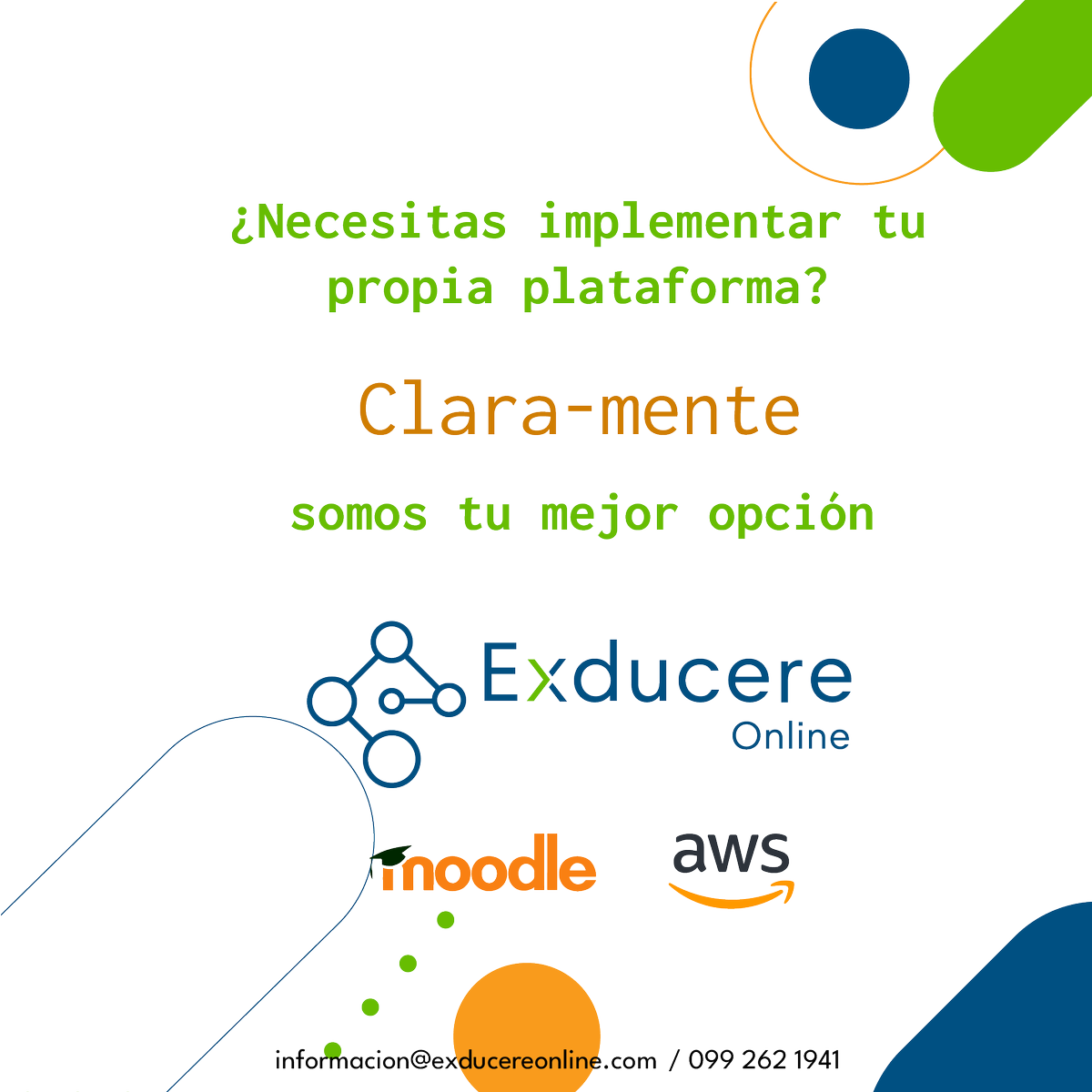 ExducereOnLine's tweet photo. 🎓 Explora el futuro de la educación con EXDUCERE ONLINE CIA LTDA. 🌐 Plataformas Moodle en la nube de AWS para un aprendizaje sin fronteras. ¡Síguenos para aprender más y contáctanos hoy mismo! #AprendizajeDigital #exducereonline #MoodleAWS https://t.co/mavvu26qcm