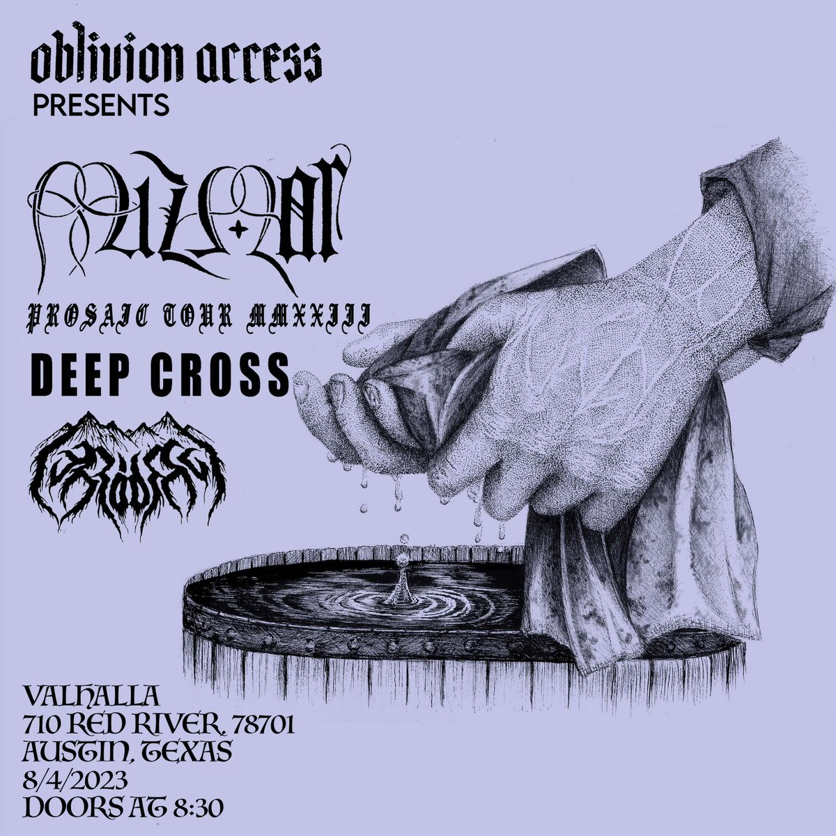 TONIGHT! Aug 4 at Valhalla! Doors at 8:30. Don’t miss Mizmor with Deep Cross and Orodrim! Tix available on dice. #doom #blackmetal #electronic #spooky