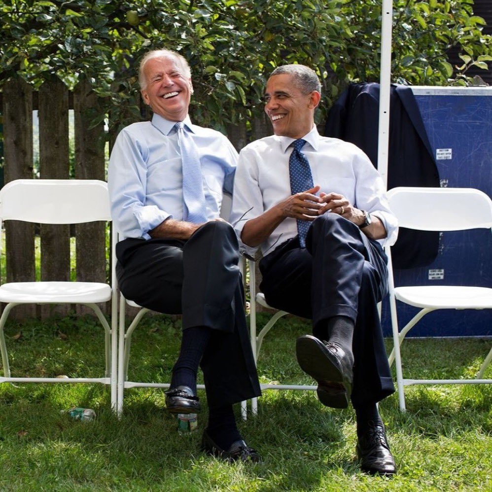 OngalaMaurice's tweet photo. The camaraderie of Barack and Joe! https://t.co/0ibri73J4G