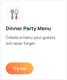 TomcoAI's tweet photo. Stop stressing about what's for dinner! Let Tomco AI create your next Dinner Party Menu with its easy to use, guided template and you'll be guaranteed to make an impression. #tomcoAI #contentGeneration #EasyCooking #PartyMenu #ImpressYourGuests https://t.co/R23w4pEszz https://t.co/NI8Umu4c1x