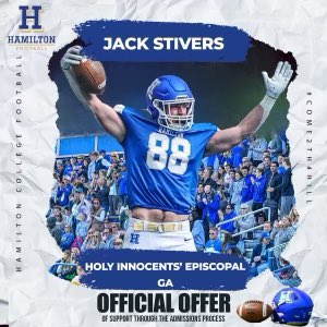 Jack Stivers (@jackstivers77) on Twitter photo After a great call with <a href="/Coach_Moyseenko/">Mike Moyseenko</a> Iβm happy to announce my second official offer from Hamilton College.<a href="/HIESFootball/">Holy Innocents' Football</a> <a href="/HIES_TD_Club/">HIES TD Club</a> <a href="/CoachPerrotta/">Nick Perrotta</a> <a href="/RecruitGeorgia/">Recruit Georgia</a> <a href="/247Sports/">247Sports</a> After a great call with <a href="/Coach_Moyseenko/">Mike Moyseenko</a> Iβm happy to announce my second official offer from Hamilton College.<a href="/HIESFootball/">Holy Innocents' Football</a> <a href="/HIES_TD_Club/">HIES TD Club</a> <a href="/CoachPerrotta/">Nick Perrotta</a> <a href="/RecruitGeorgia/">Recruit Georgia</a> <a href="/247Sports/">247Sports</a>