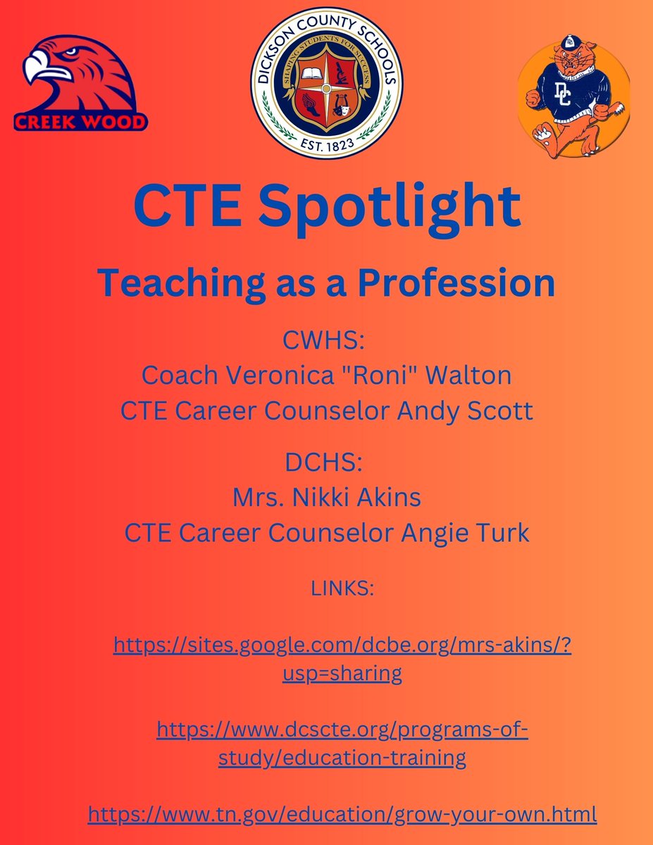 ✨PROGRAM SPOTLIGHT!!📷

<a href="/DCS_TN/">Dickson Co Schools</a>
<a href="/TNedu/">TN Dept of Education</a>
<a href="/TNHigherEd/">Tennessee Higher Education Commission</a>
<a href="/TDCTE/">TN CTE Directors</a>
<a href="/DCHSWBL/">DCHSMrsAkins</a>
<a href="/DCcougarnation/">Dickson County High School</a>
<a href="/CWHSroni_walton/">Roni Walton</a>
<a href="/creekwoodhs/">Creek Wood HS</a>
#CTE #CTEinTN #TNCTEinspires