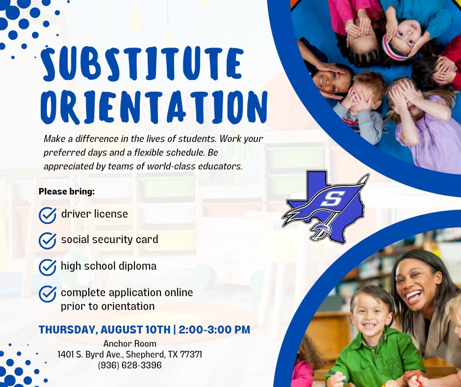 Join our team as a substitute teacher.