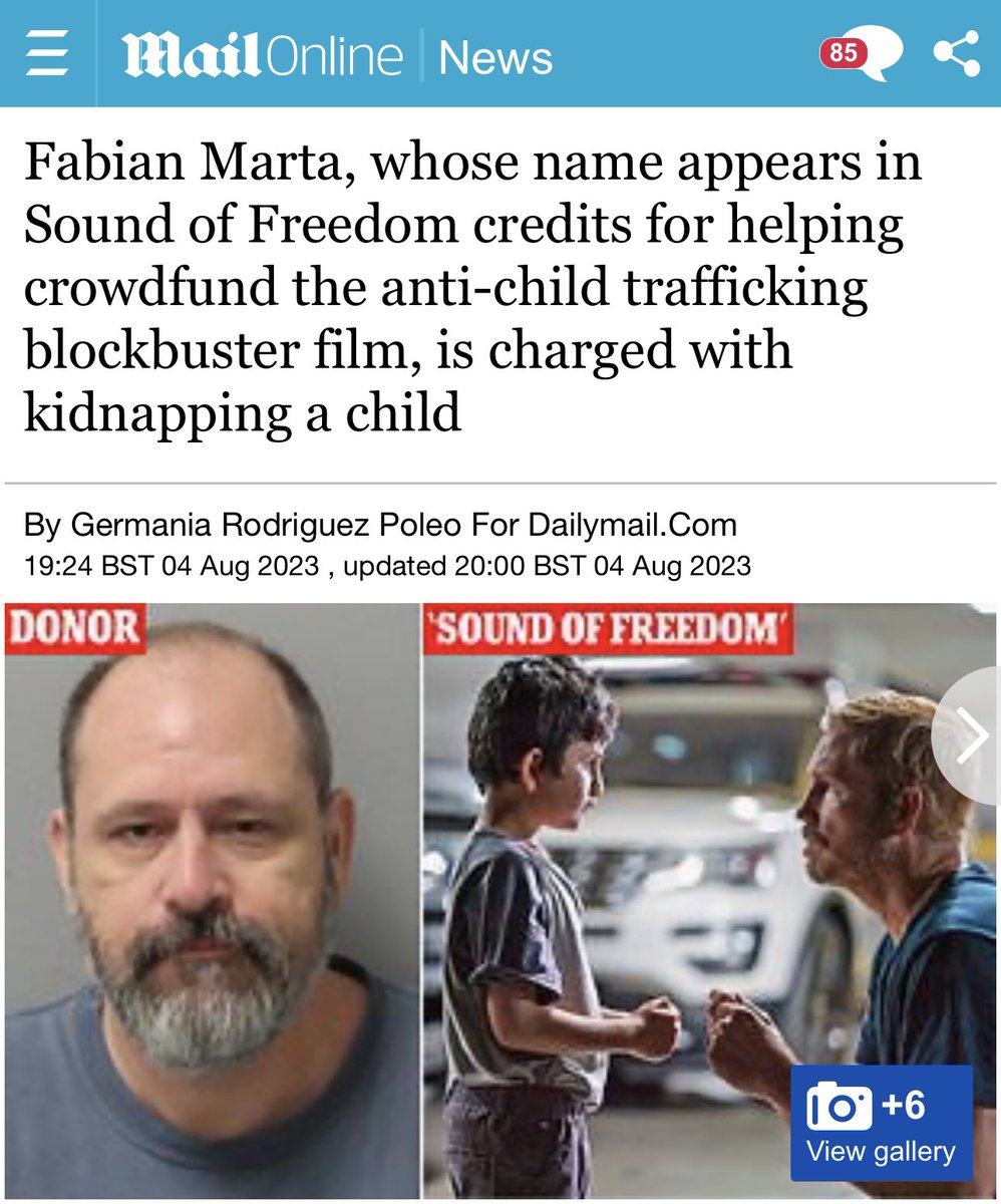 ianmiles's tweet photo. The legacy media is reporting that a “funder” of Sound of Freedom just got busted for kidnapping a child. Can you guess how much he gave to the film’s production? Around $501. He was only one of thousands who helped to fund the production. This is nothing more than a smear. https://t.co/xyJ5FkZrMr