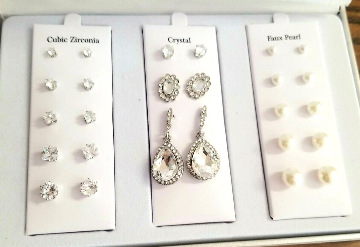 TrendingNowGift's tweet photo. 13 pair Silver Earrings Crystal Earrings Studs Pearl Earrings CZ Earrings #jewelry #earrings #crystalearrings #studearrings #earringset #giftset #giftsforher #gift #gifts #fashion #style #wedding #bridesmaids
https://t.co/4IgUiYhwqh #eBay via @eBay https://t.co/OGnBpzHlkK