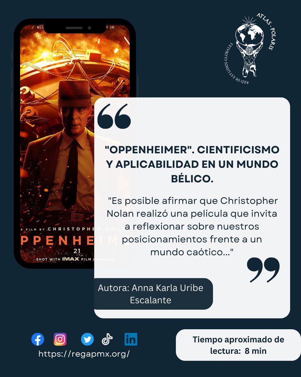 regapmx's tweet photo. "Oppenheimer". Cientificismo y aplicabilidad en un mundo bélico.
Lee completo en: https://t.co/8CYbsKLd5h
#REGAP #REGAPMX #Oppenheimer #película #reseña #crítica https://t.co/DQBtHrINmo