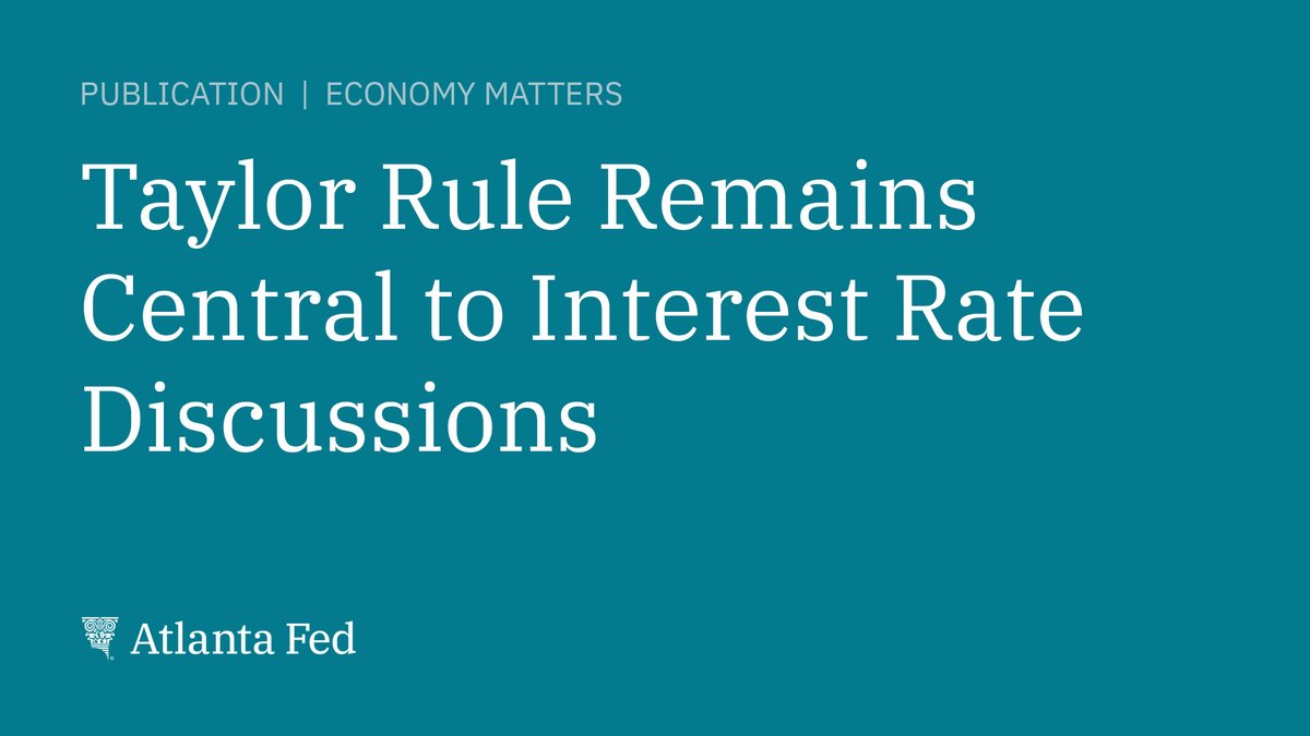 Atlanta Fed (@atlantafed) on Twitter photo Thirty years after the Taylor rule was published, <a href="/AtlantaFed/">Atlanta Fed</a>'s website features the Taylor Rule Utility. This Economy Matters articles examines the prime spot in the town square of monetary policy discussions for <a href="/EconomicsOne/">John B. Taylor</a>, economist John B. Taylor. atlfed.org/3Qsc7Xw Thirty years after the Taylor rule was published, <a href="/AtlantaFed/">Atlanta Fed</a>'s website features the Taylor Rule Utility. This Economy Matters articles examines the prime spot in the town square of monetary policy discussions for <a href="/EconomicsOne/">John B. Taylor</a>, economist John B. Taylor. atlfed.org/3Qsc7Xw