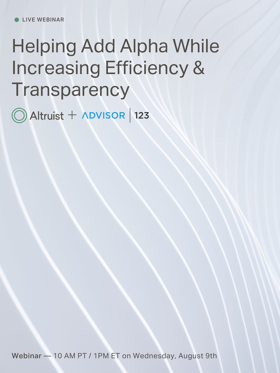 altruist's tweet photo. ⏰ Only a few more days to join us for a webinar on adding alpha while maintaining efficiency and transparency. 

Gain insights into "active indexing," its advantages over traditional active management, and more. 

Reserve your spot now: https://t.co/bFDAe1Alzb https://t.co/qlGzEVPE85