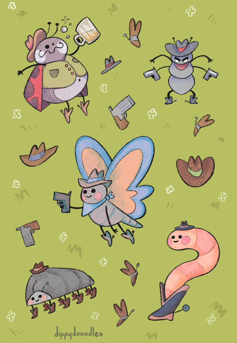 dippydooodles's tweet photo. Whoopsie I forgot to share my cowboy bugs to this account! https://t.co/vnO7QeFhdF