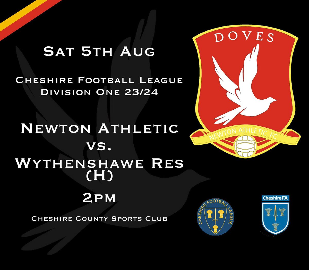 NewtonAth_Doves's tweet photo. FIXTURE |

First home game tomorrow of the season as we face @wfcreserves 

@CheshireFL 
@CheshireThe https://t.co/kJjBfwVpfw
