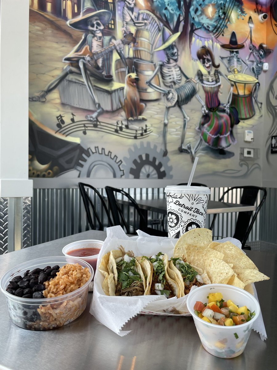 The Three Amigos:
•One chicken taco
•One beef taco
•One pork taco
The city style tortillas are grilled w/cheese and the tacos are joined by rice, beans, chips, salsa, a fountain drink AND a side of our mango pico! Stop by Troy or Shelby to get your hands on these tacos! 🌮