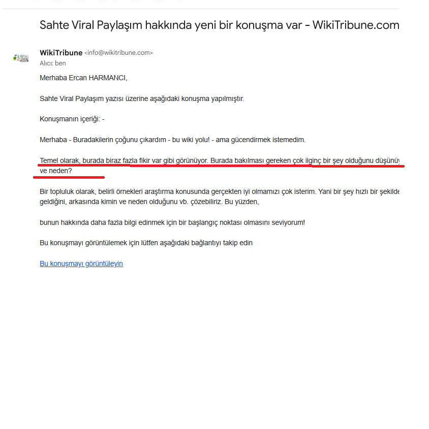 #JorginhoFenere 
#wikipedia 
2018 yılında 'Fake News' isimli yazım Wikipedia grubunun dikkatini çekmiş ve o zaman yeni oluşturdukalrı WikiTribune için katkı sağlamam  için davet göndermişlerdi...
Burada çok kritik bilgiler  var daha fazlasını bekliyororuz demişlerdi.