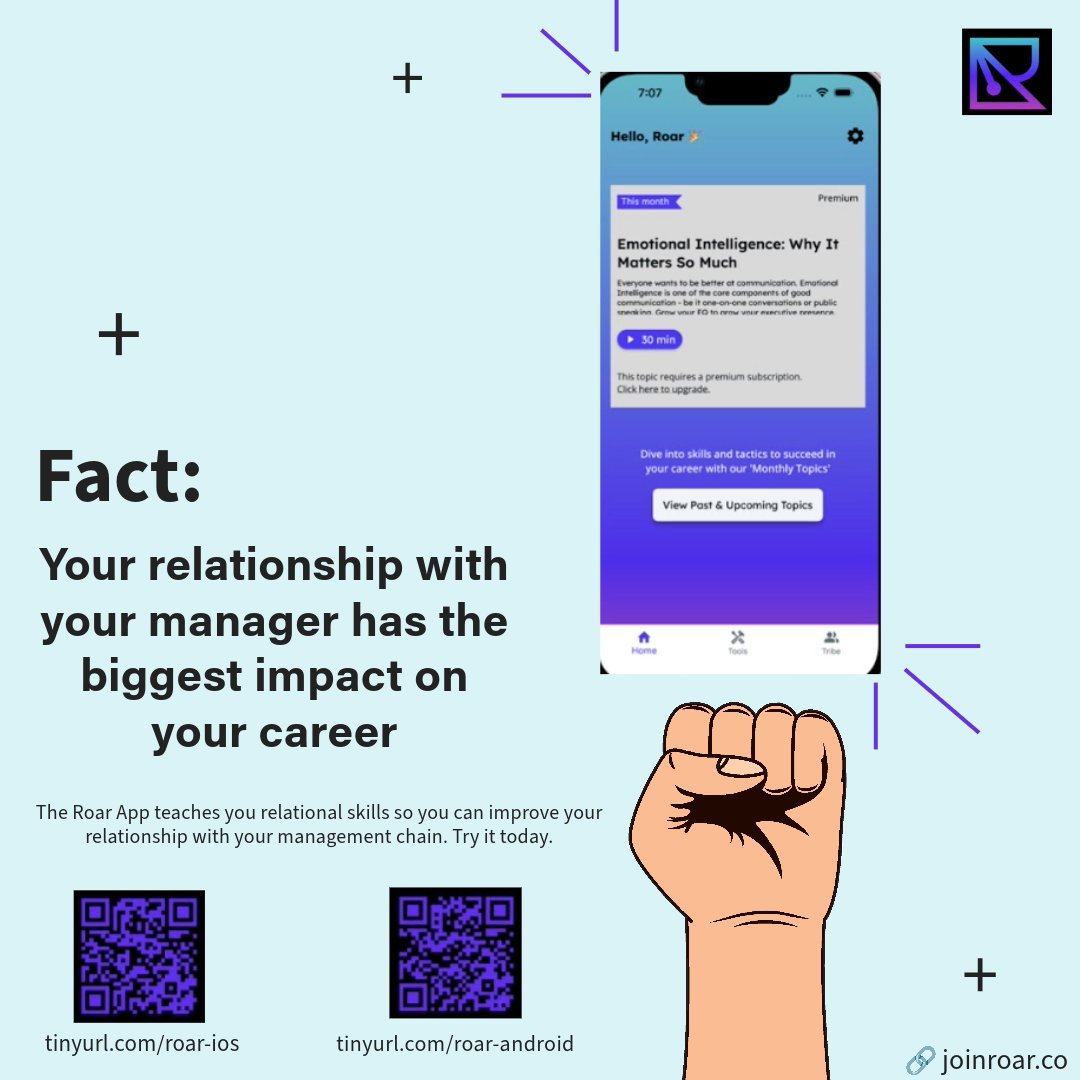 joinroarco's tweet photo. The quality of your relationship with your manager determines your success in your tech career. 
#womenintech #techcareers #careeradvice #techwomen #womeninengineering #womeninstem 
https://t.co/KuHbu91I9H https://t.co/iPMUwBUY4N