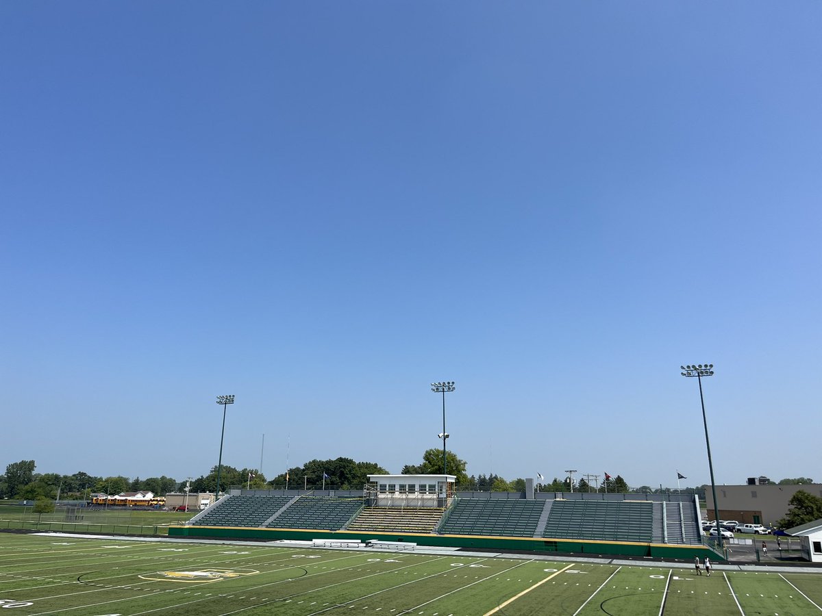 clayathletics's tweet photo. In prep for our transition into the @NLL_Sports, our district has been at work updating our facilities! Here is a  peak at what’s happening inside of the stadium! 

1) Seats with a back in our reserved section
2) Pennants with all the NLL schools
3) New visitors press box https://t.co/KTrjLEsXa1