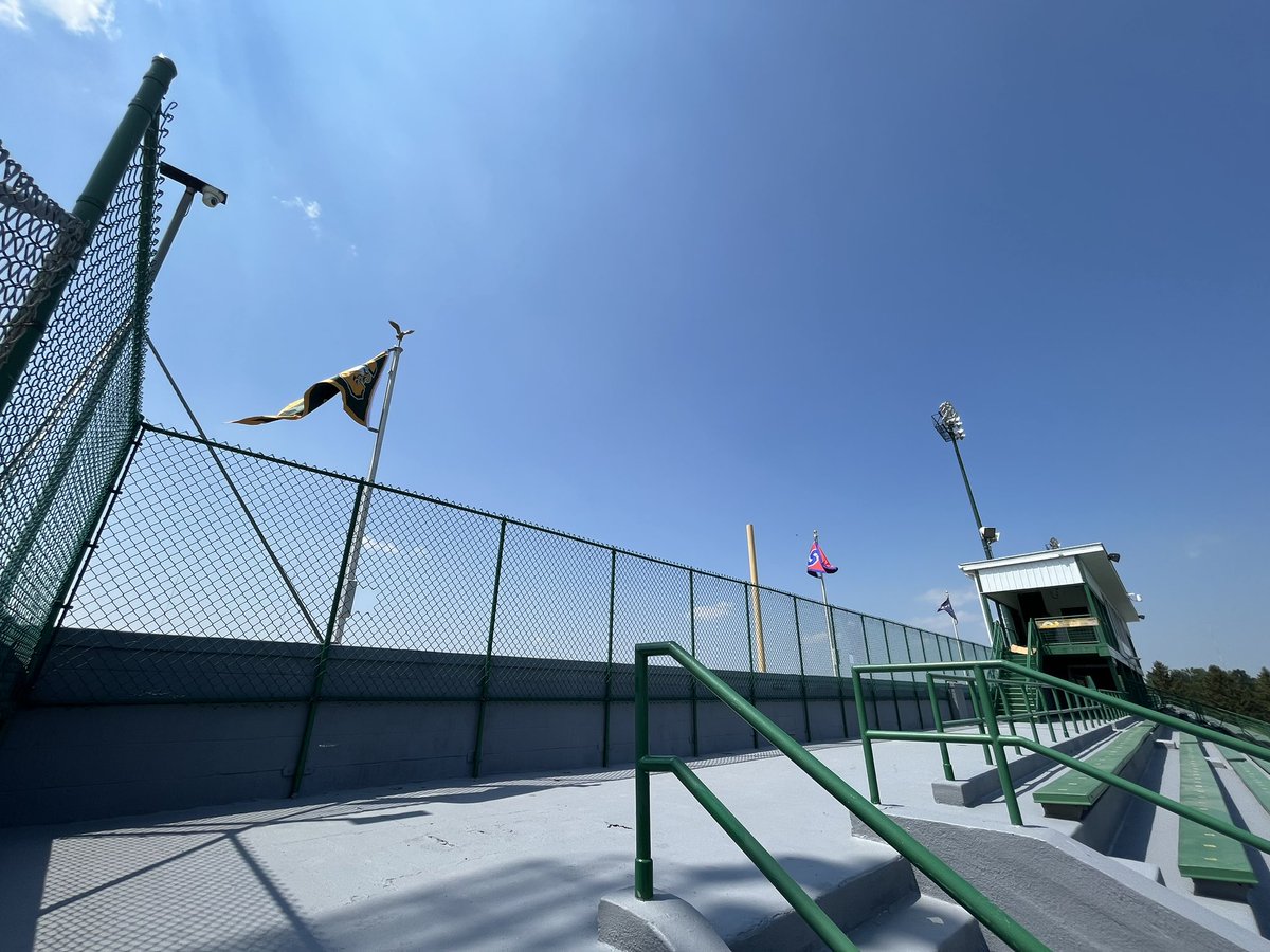 clayathletics's tweet photo. In prep for our transition into the @NLL_Sports, our district has been at work updating our facilities! Here is a  peak at what’s happening inside of the stadium! 

1) Seats with a back in our reserved section
2) Pennants with all the NLL schools
3) New visitors press box https://t.co/KTrjLEsXa1