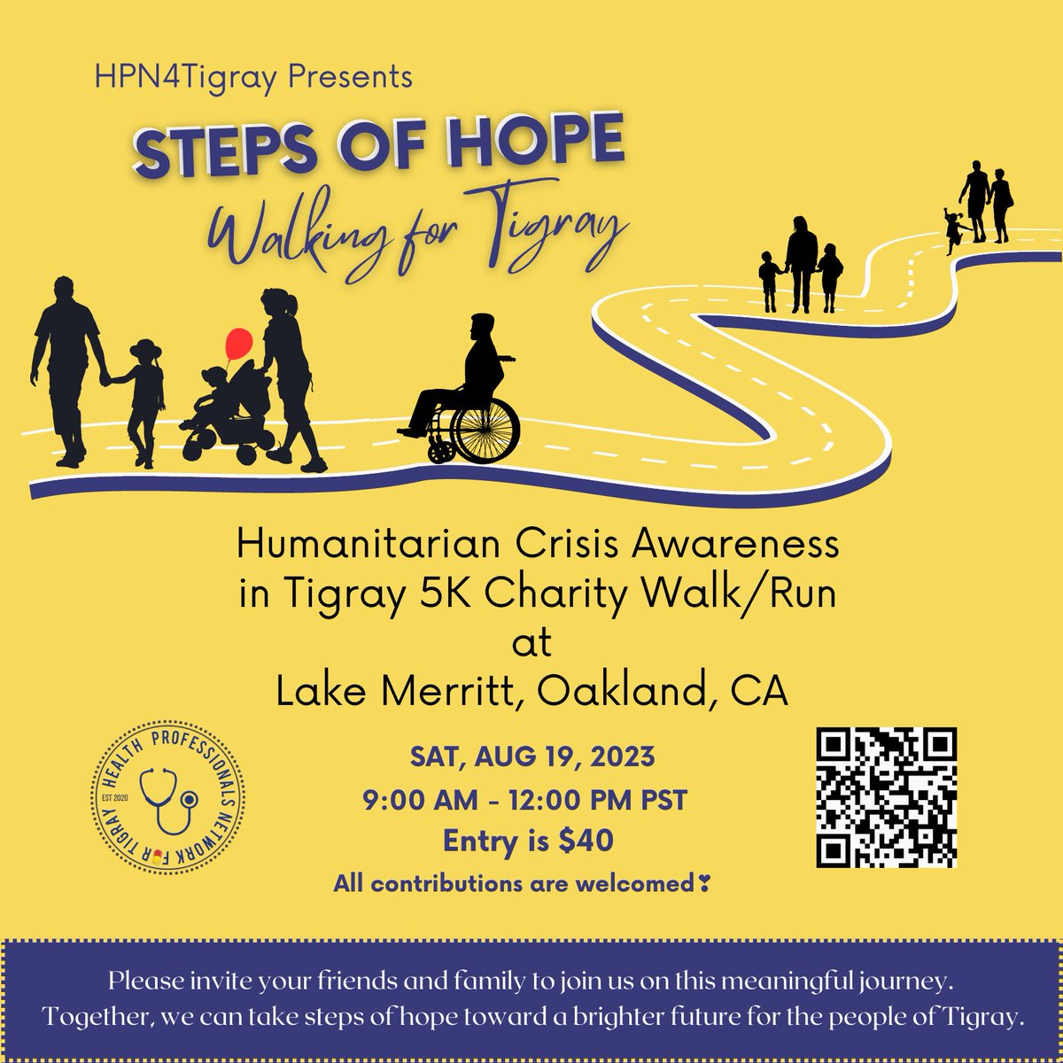 HPN4Tigray's tweet photo. 👋🏾Ready to stride for change? Join us at #StepsofHope, Walking for Tigray, on Aug 19th. Every step, every pace, matters – be it a sprint, jog, or stroll, you're advancing HPN4Tigray programs that transform lives. Get your tickets 🎟️  &amp; share the event ! https://t.co/O1ci6H3hCW https://t.co/HUbbyPLWrO