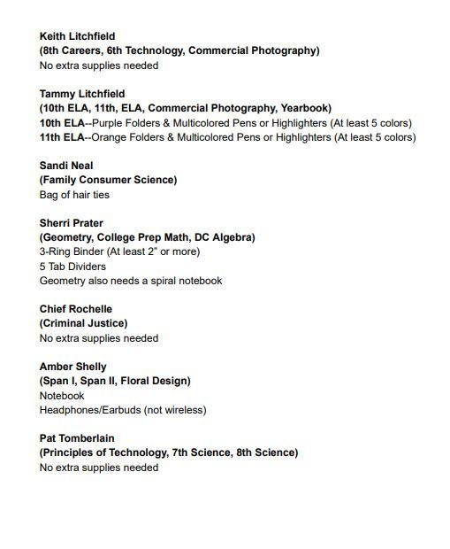 Middle/High School Parents &amp; Guardians, please see the attachments regarding school supplies for our upcoming school year. Lists will also be provided at Meet the Teaching Night. #MaudTXISD #Back2Basics