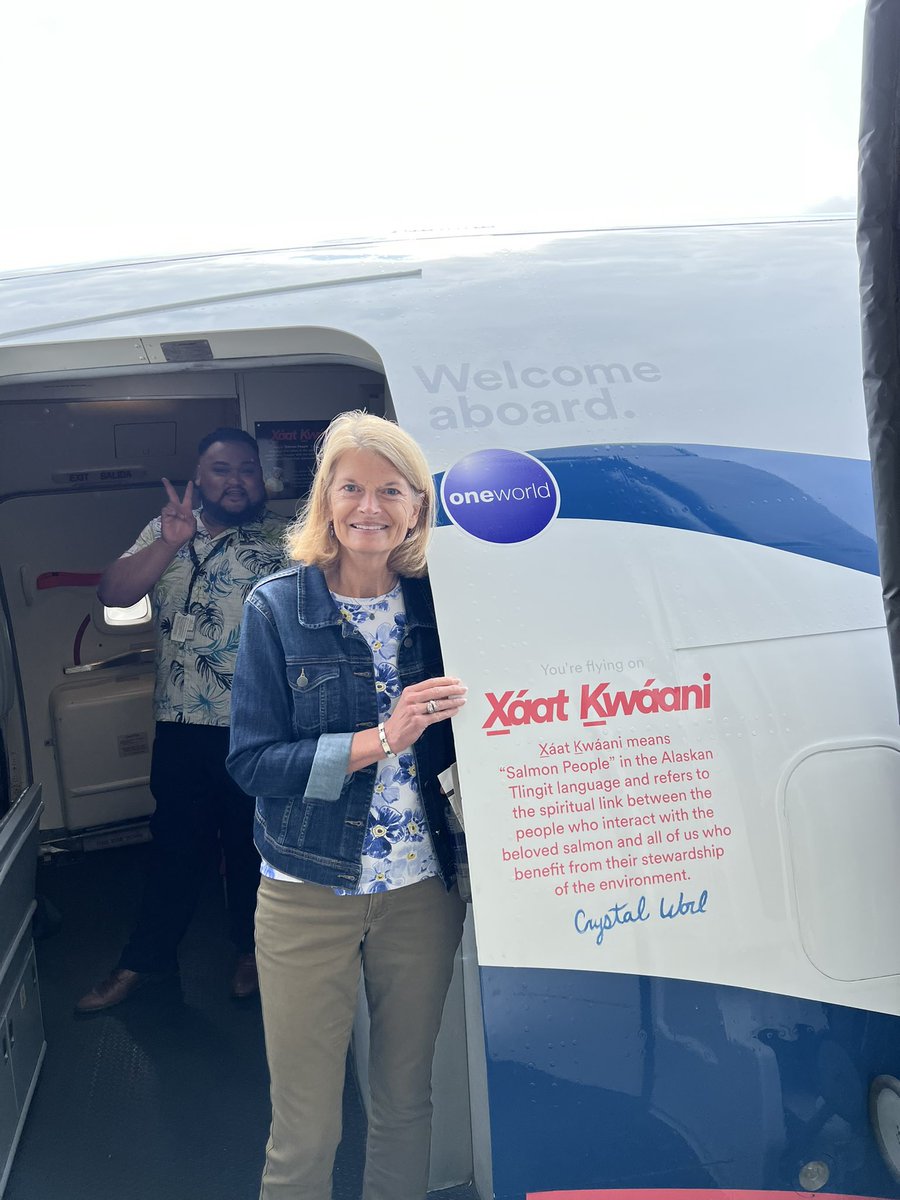 Flying to Ketchikan this morning on <a href="/alaskaair/">Alaska Airlines</a>’s newest plane, Xáat Kwáani (which translates to Salmon People in Tlingit). The artwork designed by Alaskan Crystal Worl is a beautiful reminder for travelers of the link between salmon and the people 🐟✈️💙